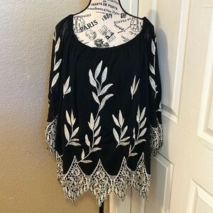 Alfani metallic embroidered tunic